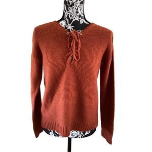Charlotte Russe Knit Lace Up Sweater Boho Bohemian Everyday Casual
